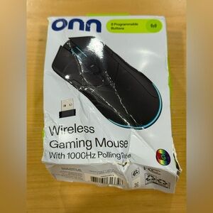 Onn Rechargeable Wireless Gaming Mouse with LED Lighting. New ( damaged box)
